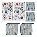 Lippert™ Road Sign RV Kitchen Towel & Potholder Set, 6 Pieces, Unique Road Trip Design – Two Kitchen Towels, Two Dish Cloths and Two potholders Rated up to 400°F – Machine Washable – 2022107828