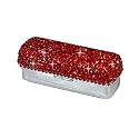 Lipstick Bling Rhinestone Crystal Case Storage Organizer Box with Mirror for Women's Lipstick Holder-Cosmetic Storage Kit (Red)