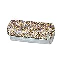 Lipstick Bling Rhinestone Crystal Case Storage Organizer Box with Mirror for Women's Lipstick Holder-Cosmetic Storage Kit (Gold)