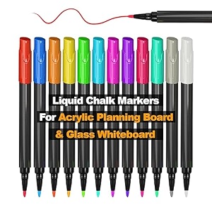 liquid chalk markers for acrylic fridge calendar dry erase markers wet erase pens set of 12colors apply to glass labels whiteboards dry erase acrylic and glass boards