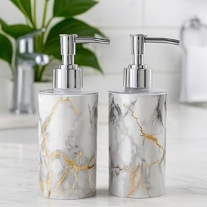 liquid soap dispensershampoobottle set with pump for handwash in bathroom kitchen sink chrome finish toppack of 2 italian white