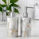 Liquid Soap Dispenser/Shampoo/Bottle Set with Pump for handwash in Bathroom, Kitchen Sink Chrome Finish top(Pack of 2) (Italian White)