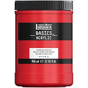 liquitex basics acrylic paint 32-oz jar cadmium red medium hue