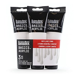 liquitex basics acrylic paint three pack 4-oz tube titanium white 3-pack 3 count