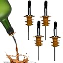 Liquor Pour Spouts with Dust Caps for Wide Neck Bottles Requiring XL Corks, 4-Pack, Free Flow for Accurate Shots, Leakproof, No Drip Flow Control, Whiskey Vodka Tequila, Home & Bartender Use, USA Made