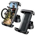 LISEN Bike Phone Holder, [Super Easy Install] Motorcycle Phone Mount Ebike Accessories Bicycle Handlebar Holder Mount Gifts for Adults Kids Men MountainMiniBikeScooter GearAccessories Black for 2 Pack