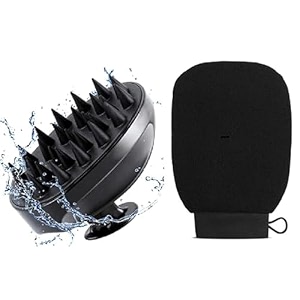 lisher exfoliating gloves for body cleansing and scrubbing bath gloves tan removal-made of natural fibre gentle on the skin sustainablewith hair scalp massager shampoo brush