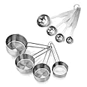 LISHONN Heavy Duty Stainless Steel Metal Measuring Spoons and Cup for Dry or Liquid, Fits in Spice Jar, Set of 08