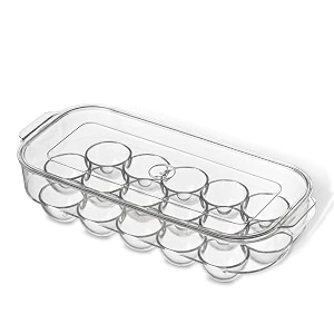 lishonn stackable acrylic covered egg storage box or egg trays for refrigerator carrier bin - holds 16 piece