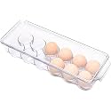 LISHONN Stackable Acrylic Covered Egg Storage Box or Egg Trays for Refrigerator, Carrier Bin - Holds (12 piece long)