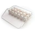LISHONN Rectangular Stackable Acrylic Covered Egg Storage Box Or Egg Trays For Refrigerator, Carrier Bin - Holds (18 Piece)