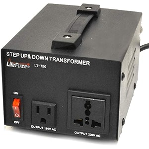 litefuze 1000w voltage converter transformer step updown  110v to 220v amp 220v to 110v universal grounded outlets 2x us outlets ce certified 3-year warranty