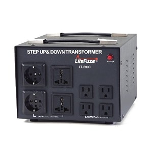 litefuze 750-watt step upstep down voltage converter transformer  heavy-duty 110v to 220v amp 220v to 110v power converter with universal outlet toroidal technology fuse protection  5-year warranty