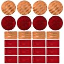 LiteMark DOT-SAE Stick-On Reflectors, Amber, Mixed Shapes, 24 Pack