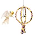 Litewoo Bird Swing Rope Perch Stand 2 Rings Toy for Parrots, L