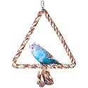 Litewoo Triangle Bird Swing Toy, Cotton Rope Perch for Parrot Budgie (S)