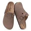 Litfun Unisex Genuine Suede Clogs Comfort &amp; Soft Cork Footbed Potato Shoes