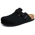Litfun Unisex Genuine Suede Clogs Comfort &amp; Soft Cork Footbed Potato Shoes