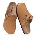 Litfun Unisex Genuine Suede Clogs Comfort &amp; Soft Cork Footbed Potato Shoes