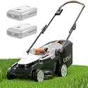Litheli 16 Inch Lawn Mower 2x20V Electric Coreless Lawn Mower Lightweight Push Mower with 6-Position Height Adjustment, 2 x 4.0Ah Battery Include New
