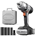LiTHELi 20V Cordless Impact Wrench Kit with 2.0Ah Battery, 1/2" Hog Ring Impact Gun, Max 295ft-lbs & 3000IPM, 5 Torque Settings, 5 Sockets & Blow Molded Case, for Car Tire, Home Repair & DIY