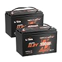 Litime 12V 100Ah LiFePO4 Battery, 12 Volt Bluetooth Lithium Battery with Low Temp Protection, Max. 15000 Deep Cycles, Built-in 100A BMS for Trolling Motors, Boat, Marine, 2Pack （Group 31）