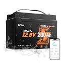 Litime 12V 200Ah Mini Lithium LiFePO4 Bluetooth Battery for RV Solar Marine