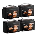 Litime 4Pack 12V 200Ah Mini LiFePO4 Battery with Bluetooth (Group 31+), Up to 20000 Deep Cycles Lithium Batteies, 200A BMS, 2560Wh for RV Camping, Marine, Home Backup, and Power Outages.