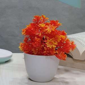 litleo orange wild flower artificial flower  with pot 5 inch pack of 1 flower with basket