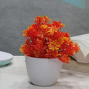 Litleo Orange Wild Flower Artificial Flower  with Pot (5 inch, Pack of 1, Flower with Basket)