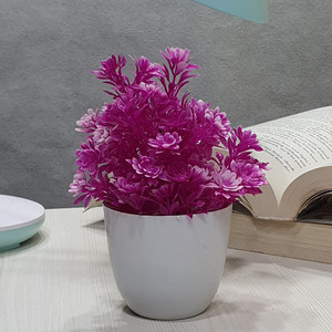 litleo purple wild flower artificial flower  with pot 5 inch pack of 1 flower with basket