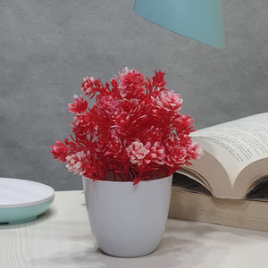 litleo red wild flower artificial flower  with pot 5 inch pack of 1 flower with basket