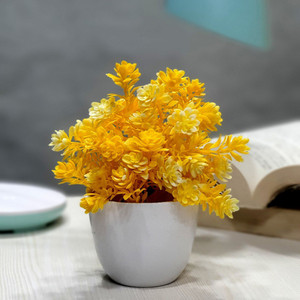 litleo yellow wild flower artificial flower  with pot 5 inch pack of 1 flower with basket