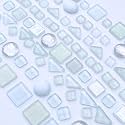 LITMIND 1.1 LB White Irregular Glass Mosaic Tiles with Backing, Assorted Mosaic Shapes for Creative Crafts – Ideal for Adult Mosaic Kits, Puzzles, and Artwork Projects