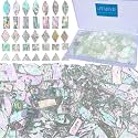 LITMIND Iridescent Texture Transparent Stained Glass Mosaic Tiles for Crafts - 240 Pieces, 5 Shapes Mixed (Rectangle, Triangle, Rhombus, Square, Leaf) - Ideal for Mosaic Making Projects and Beginners