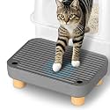 Litter Box Step, Litter Box Ramp/Catcher with Wooden Base, Anti-Tracking &amp; Easy to Clean, Ideal for Small &amp; Elderly Cats 11.8"x7.9"x3.6" (Dark Gray)