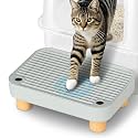 Litter Box Step, Litter Box Ramp/Catcher with Wooden Base, Anti-Tracking &amp; Easy to Clean, Ideal for Small &amp; Elderly Cats 11.8"x7.9"x3.6" (Gray)