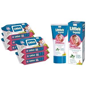 little39s soft cleansing baby wipes lid 80 wipes pack of 6 amp little39s organix diaper rash cream 50 g - tube with monocarton with organic ingredients aloe vera and neem extractwhite