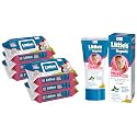Little's Soft Cleansing Baby Wipes Lid, 80 Wipes (Pack of 6) & Little's Organix Diaper Rash Cream (50 g - Tube with Monocarton), with Organic Ingredients (Aloe Vera and Neem extract),White