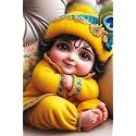 Bal Krishna Wall Poster | Lord Krishna Baby Form | Hindu Spiritual Wall Art Decor for Home, Temple &amp; Office | HD Premium Print | Premium Devotional Poster Little Baby Krishna Wall Poster for Pooja Room | 12x18 Inch, 300GS