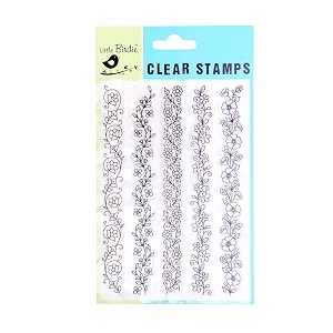 little birdie clear stamps border blooms stamps 65 x 45 inch - 5 pcs