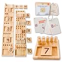 LITTLE BUD KIDS Counting Pegs - A Ten Frame Math Game with Addition and Subtraction Flash Cards, A Wooden Montessori Math Toy & Math Manipulatives Number Peg Boards for Kids 3 4 5 6 7
