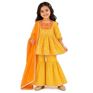 LITTLE GINNIE Girls Kurta Sharara Set