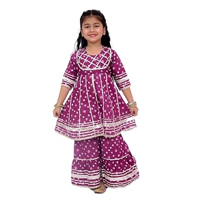 LITTLE GINNIE Girls Kurta Sharara Set