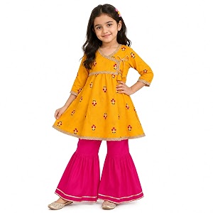 LITTLE GINNIE Girls Kurta Sharara Set
