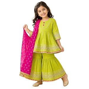LITTLE GINNIE Girls Kurta Sharara Set
