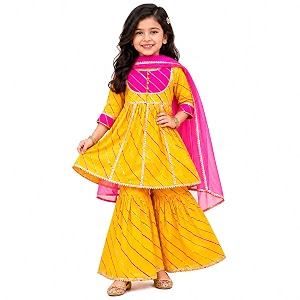 LITTLE GINNIE Girls Kurta Sharara Set