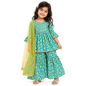 LITTLE GINNIE Girls Kurta Sharara Set