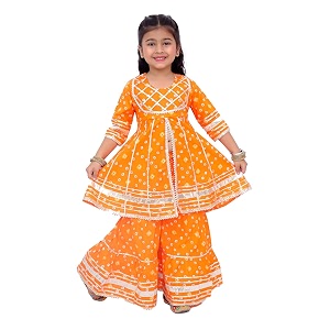LITTLE GINNIE Girls Kurta Sharara Set