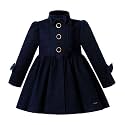 Little Girl Autumn Winter Navy Blue Fashion Jacket Coat Kids Vintage Warm Trench Outerwear Outfit
